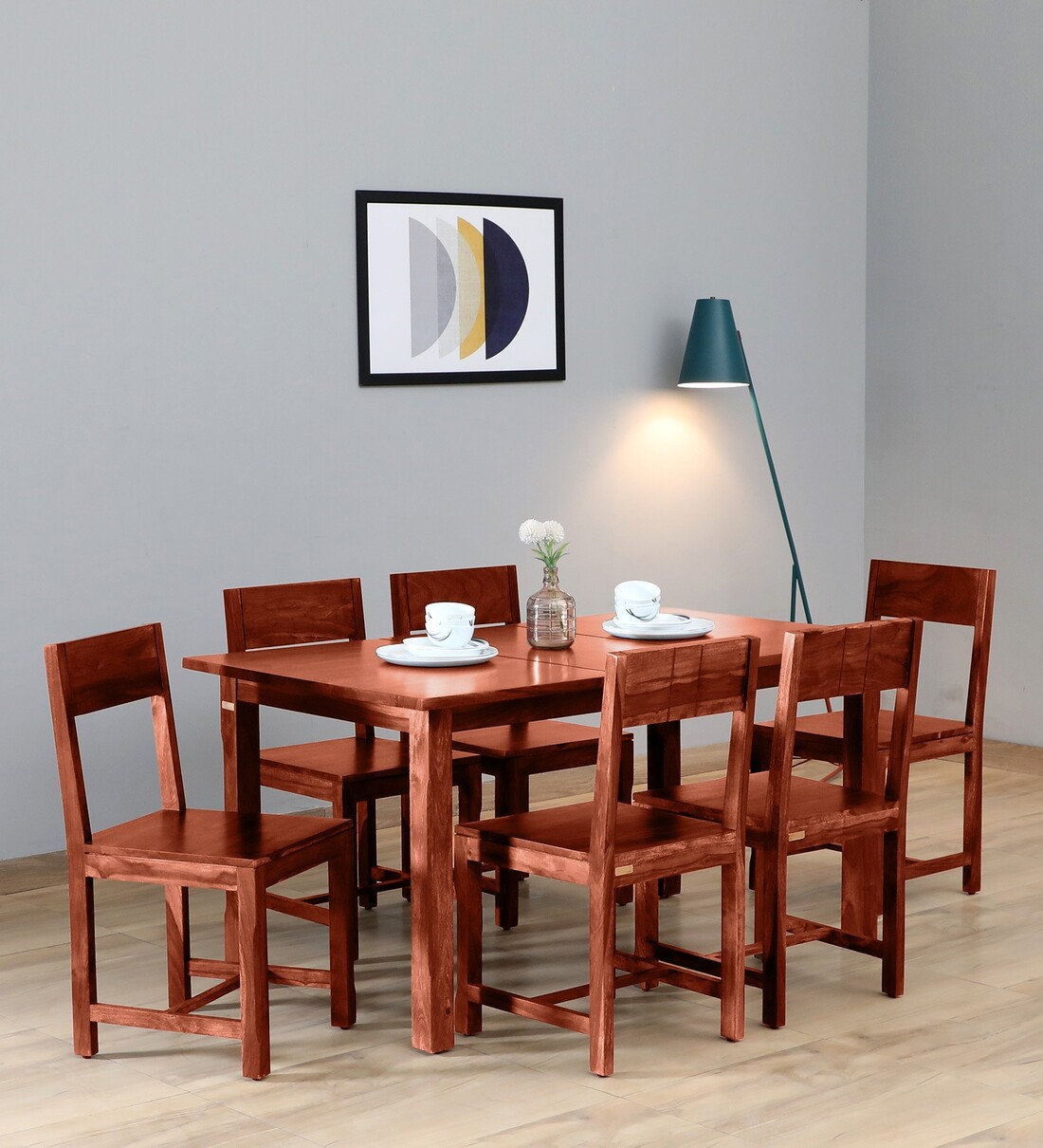 Buy Halen Sheesham Wood 6 Seater Dining Set in Honey Oak Finish at 11% ...