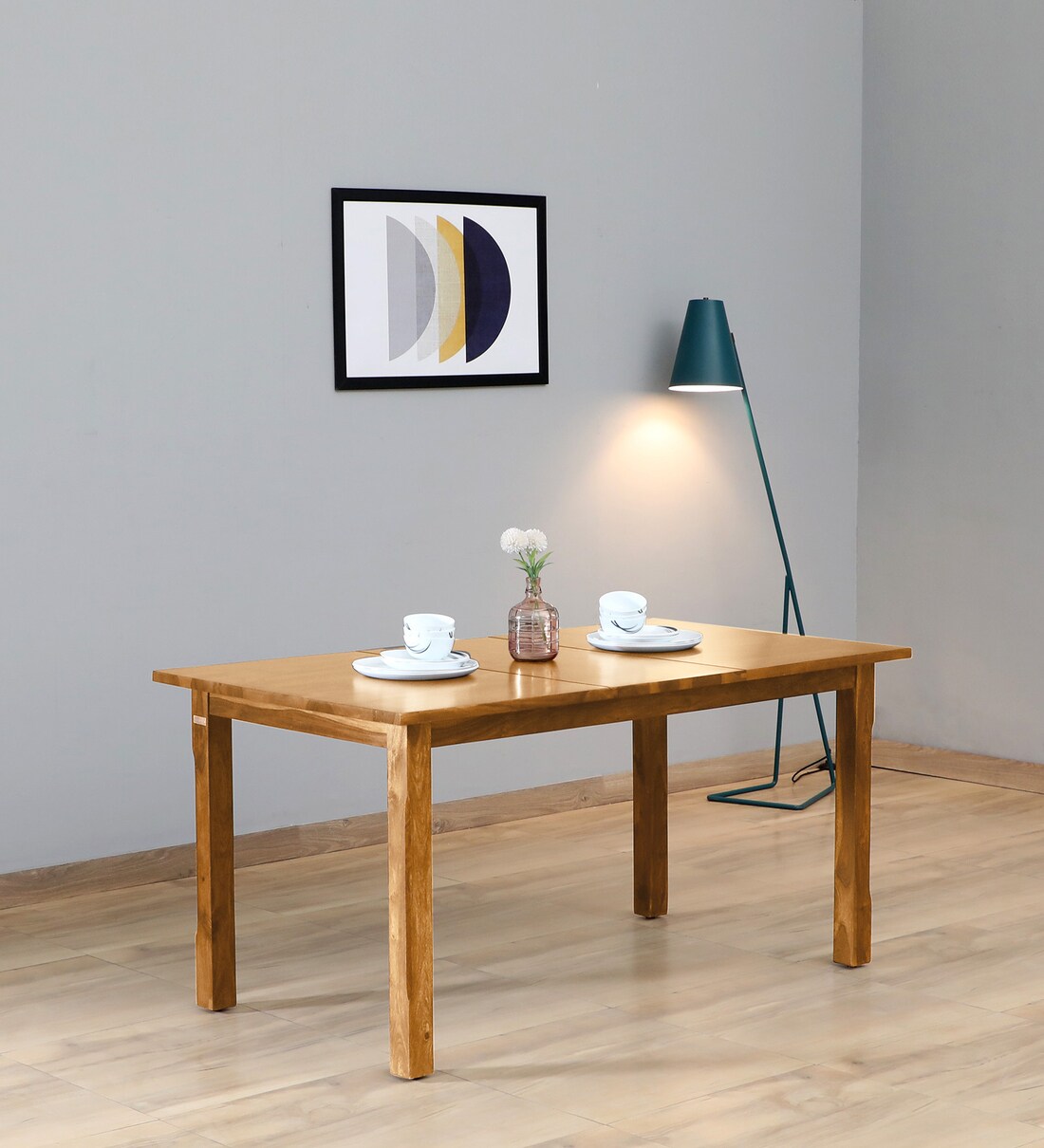 Buy Halen Sheesham Wood 6 Seater Dining Table in Rustic Teak Finish at