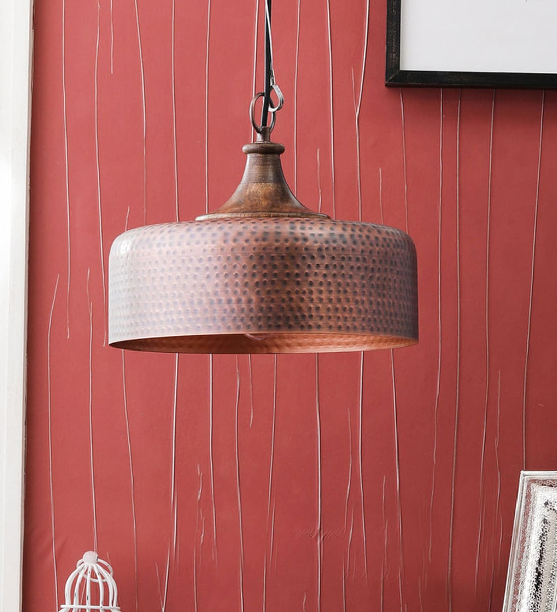 Buy Brown Steel Single Hanging Lights by Kapoor E Illuminations Online