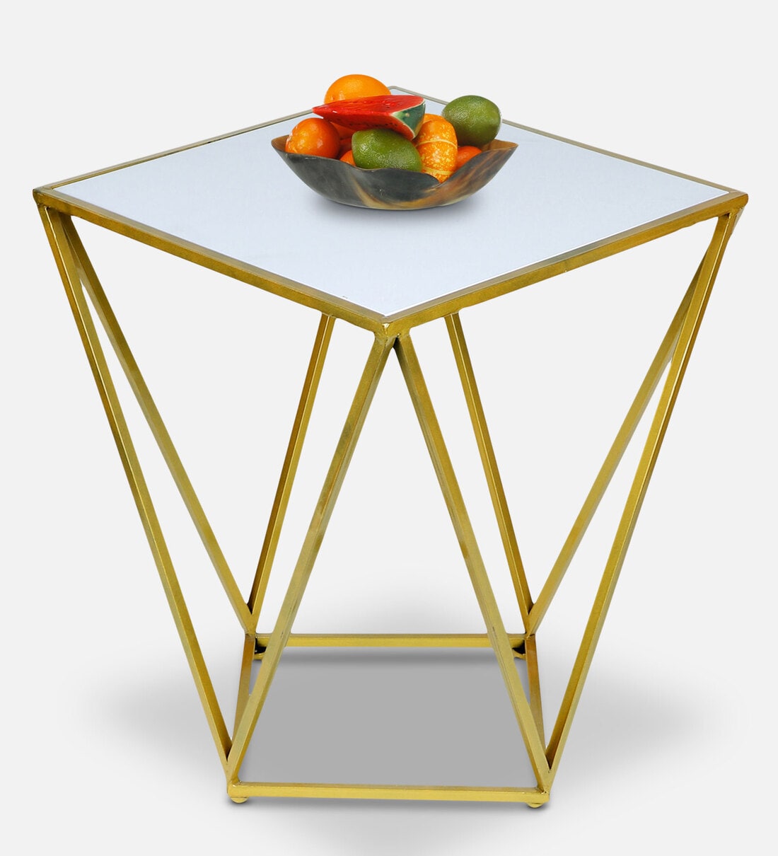 Buy Handcrafted End Table In Gold & White Finish at 100 OFF by The