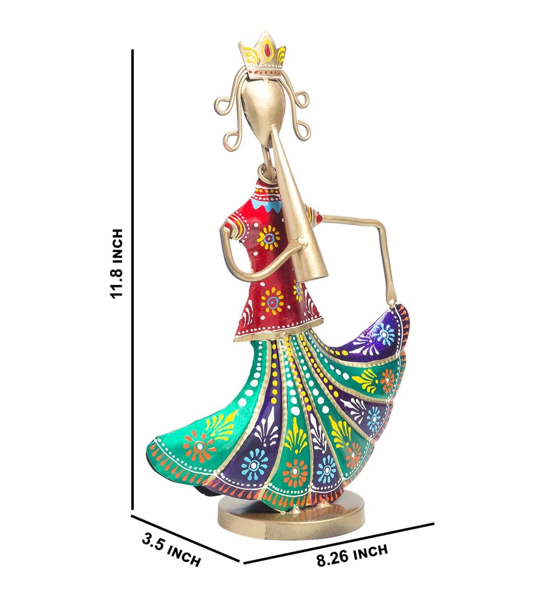 Buy Handcrafted Musician Lady Multicolour Colour Wrought Iron Figurine