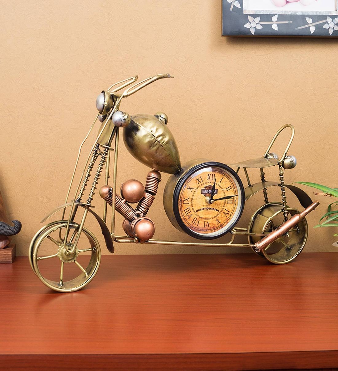 Buy Handcrafted Vintage Motorcycle Bike Table Clock Online Table