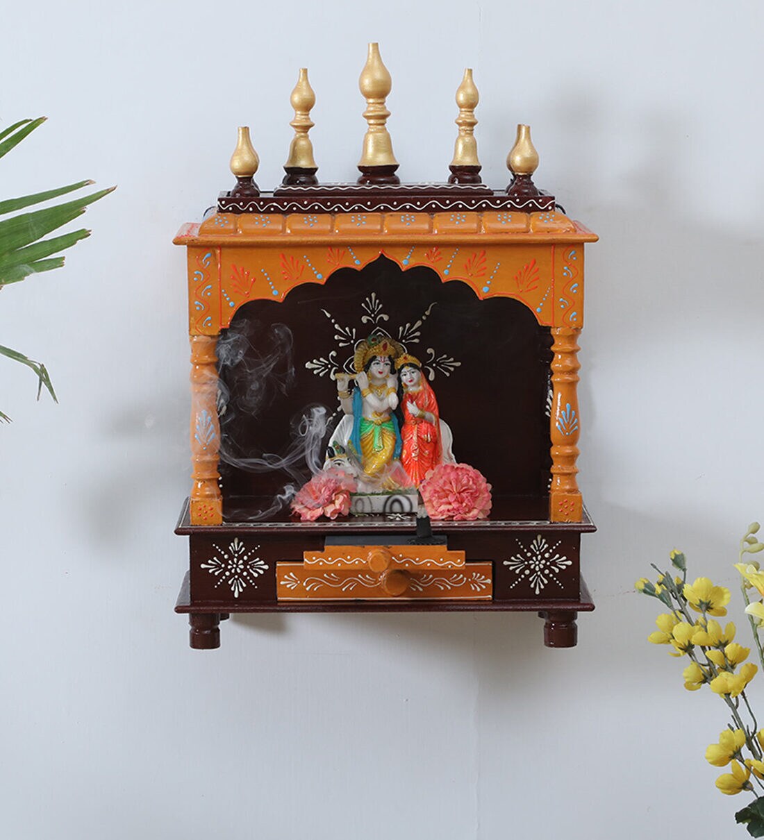 Buy Handmade Brown Mango Wood & Mdf Pooja Mandir at 15 OFF by Home