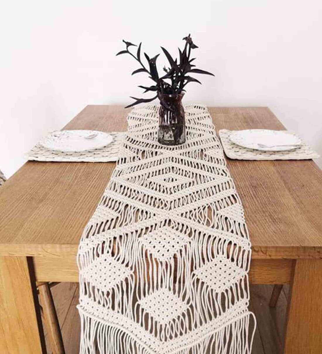 macrame dining table runner