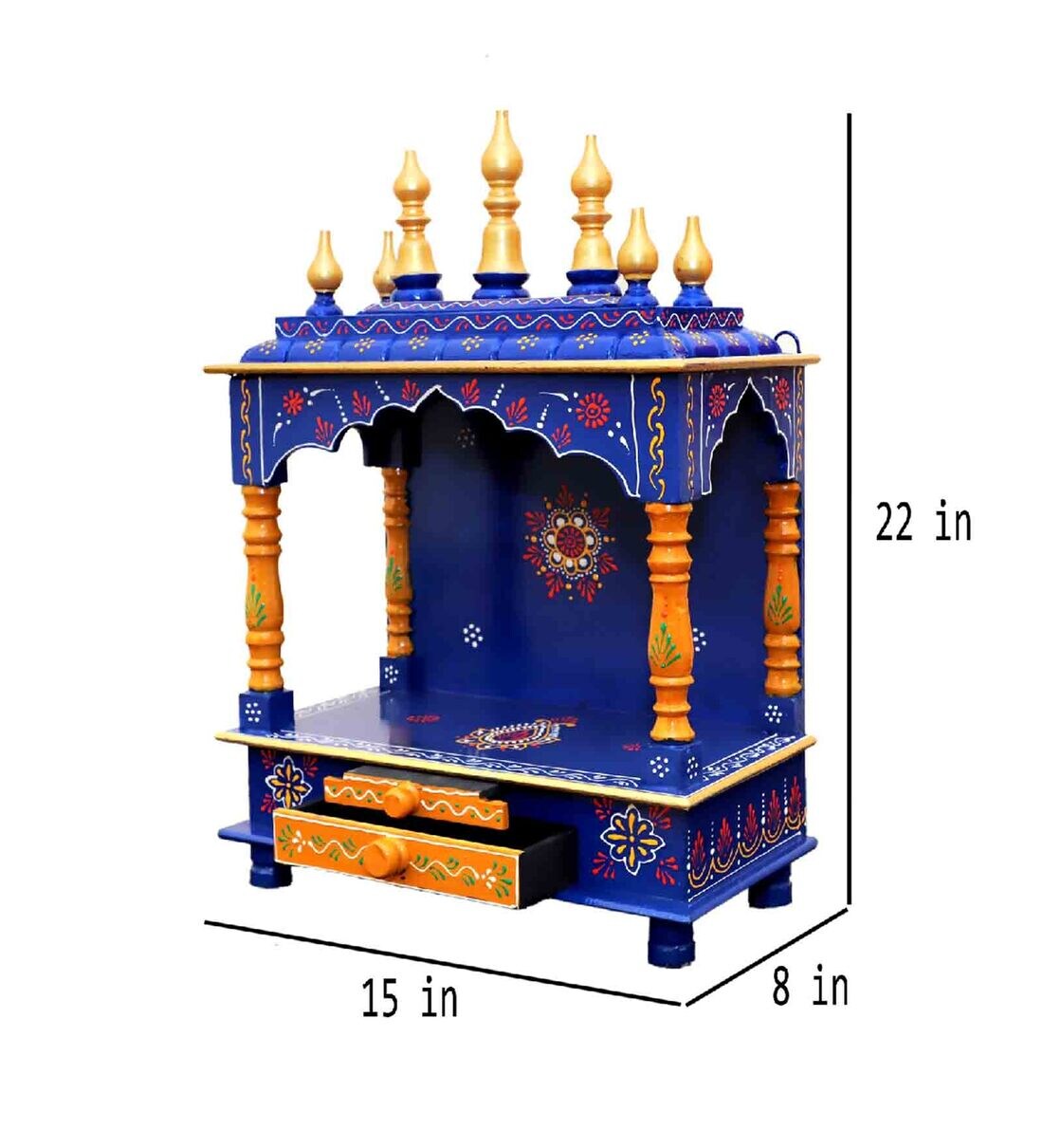 Buy Handmade Multicolour Mango Wood & MDF Pooja Mandir by Home Decor
