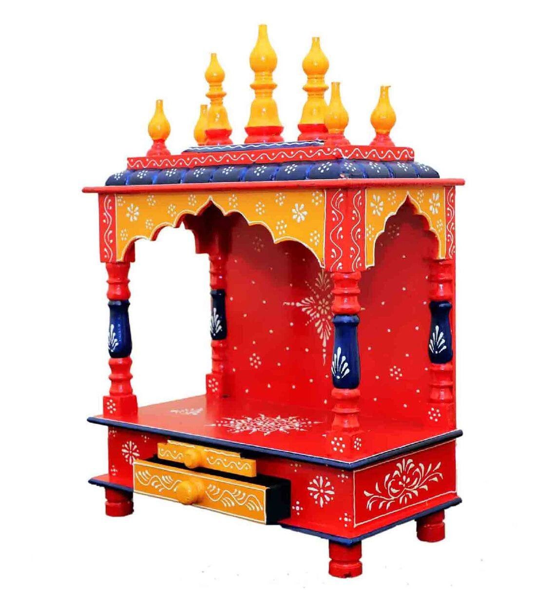 Buy Handmade Red Mango Wood & MDF Pooja Mandir by Home Decor