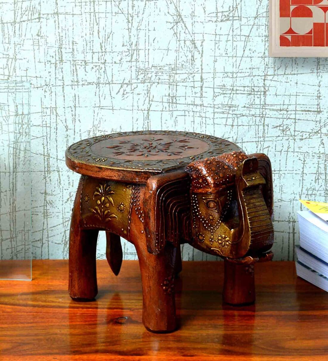 elephant wood stool