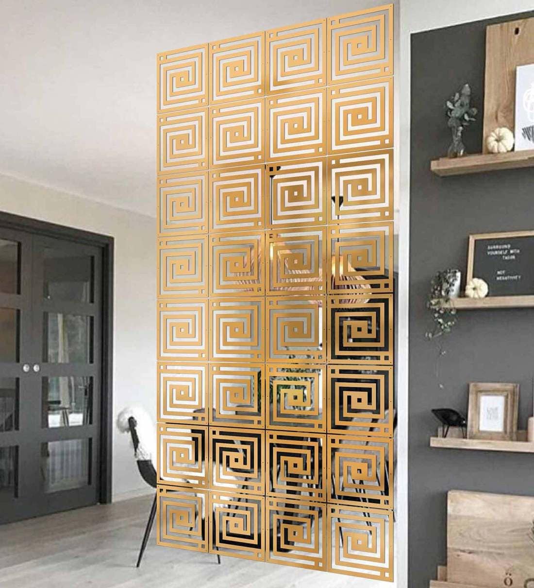 Buy Acrylic Hanging Room Divider in Brown Colour Online Hanging