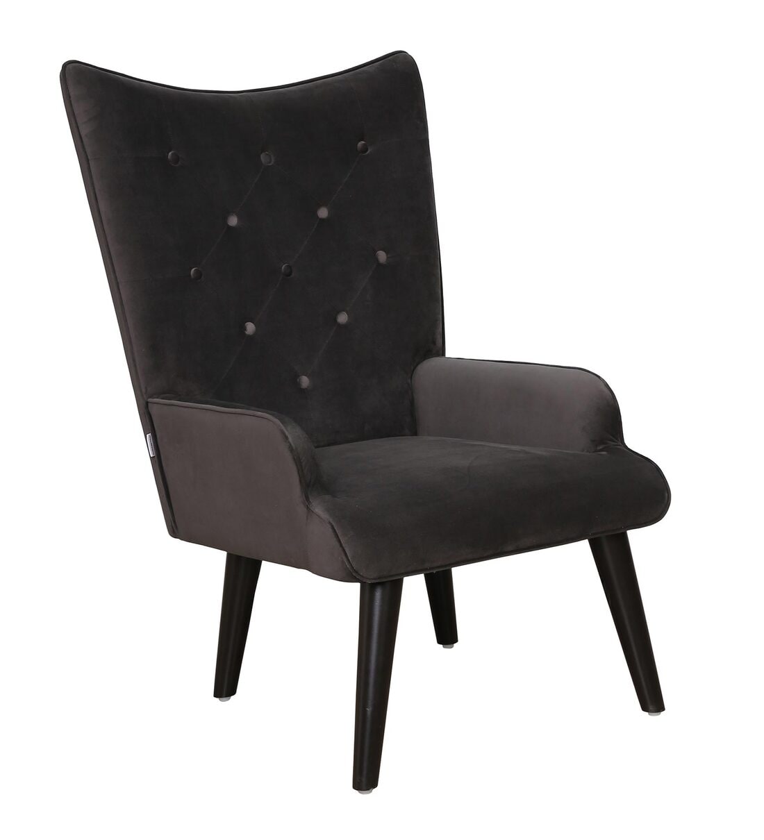 Buy Benecia Velvet Full Back Lounge Chair In Charcoal Grey Colour By Casacraft Online Full