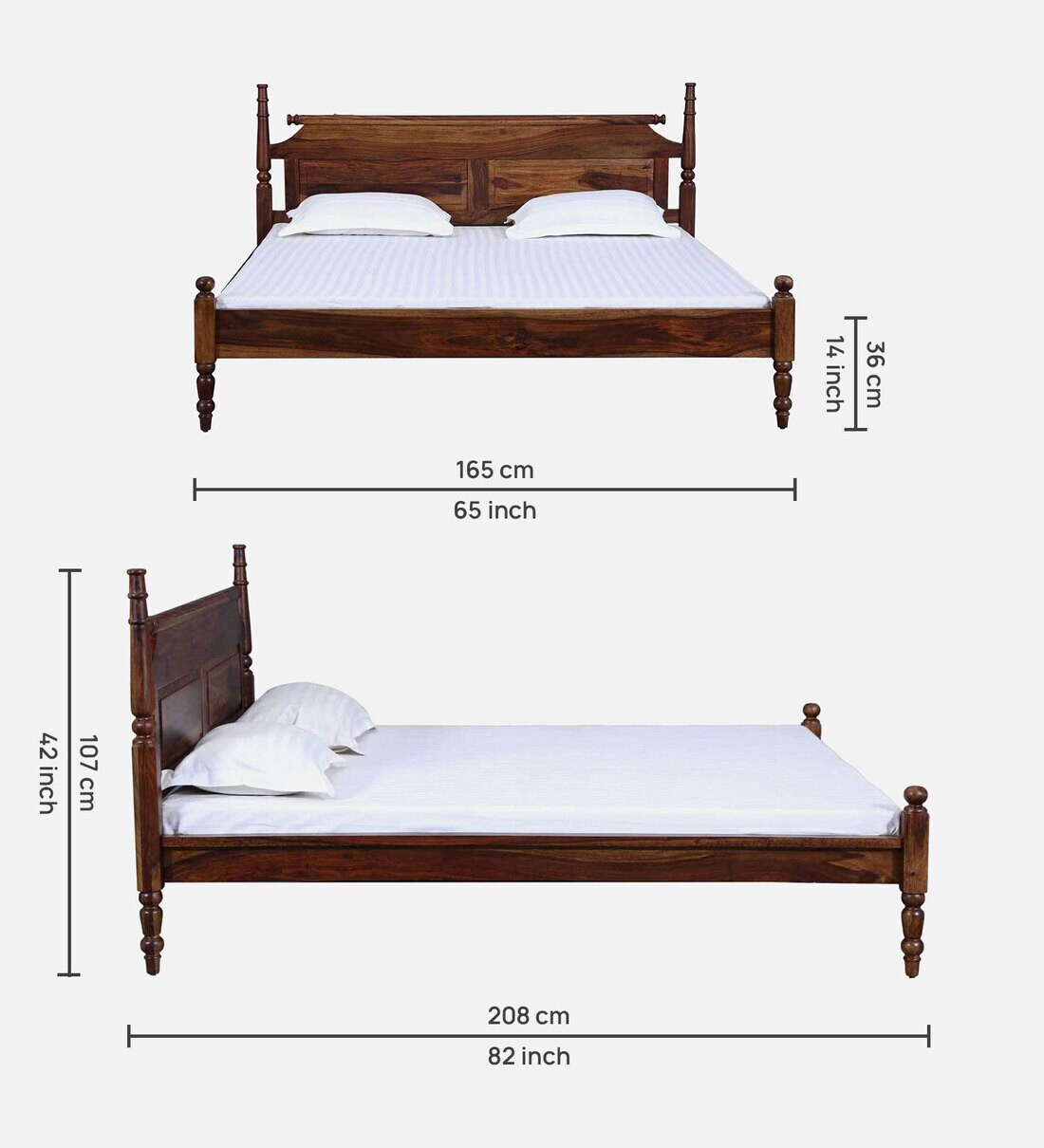 Buy Harleston Sheesham Wood Queen Size Bed In Provincial Teak Finish By