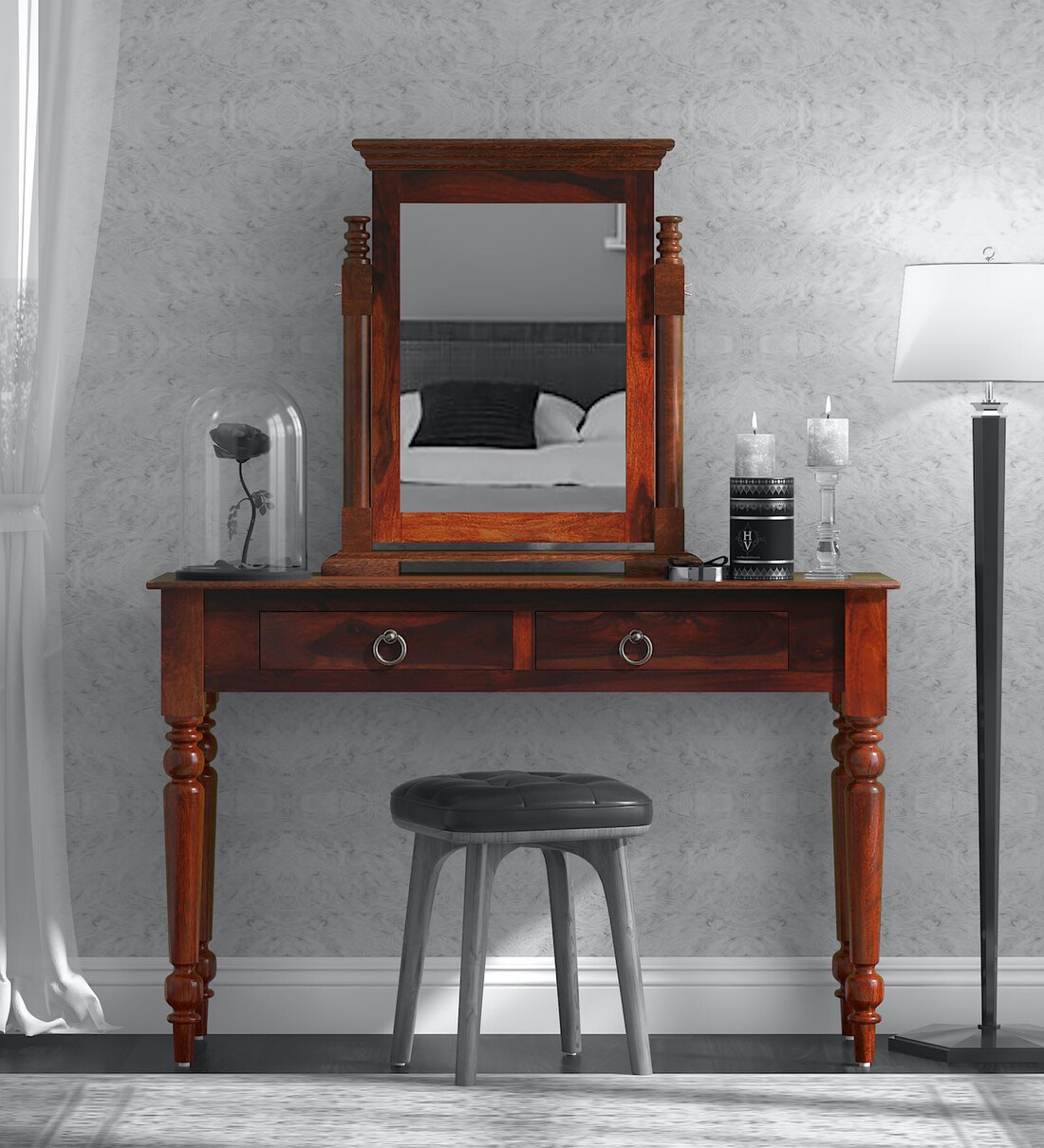 small dark wood dressing table