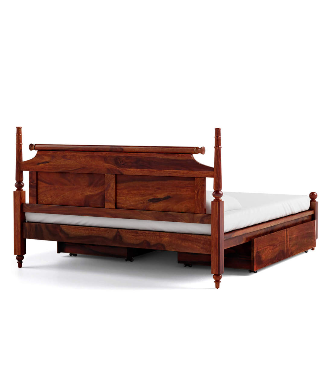 Buy Harleston Solid Wood Queen Size Bed With Drawer Storage In Honey