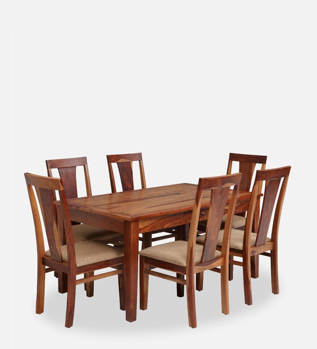 Buy Harley Sheesham Wood 6 Seater Dining Set in Walnut Finish at 48