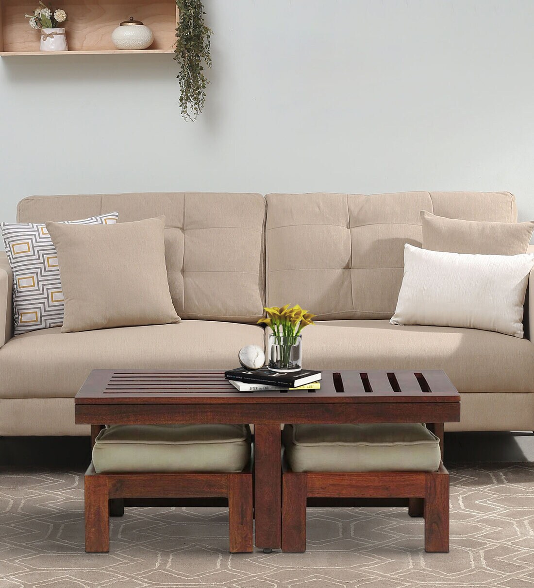 Buy Sheffield Solid Wood Nesting Coffee Table Set in Honey Oak Finish