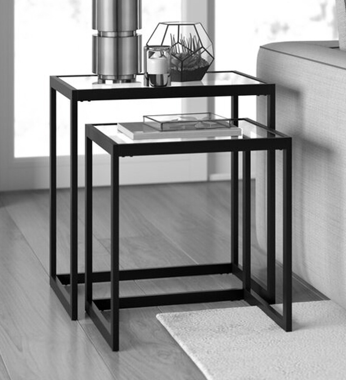 Buy Harr End Nest Table (Seat Of 2) In Black Finish By Furncasa Online Modern Nest of Tables