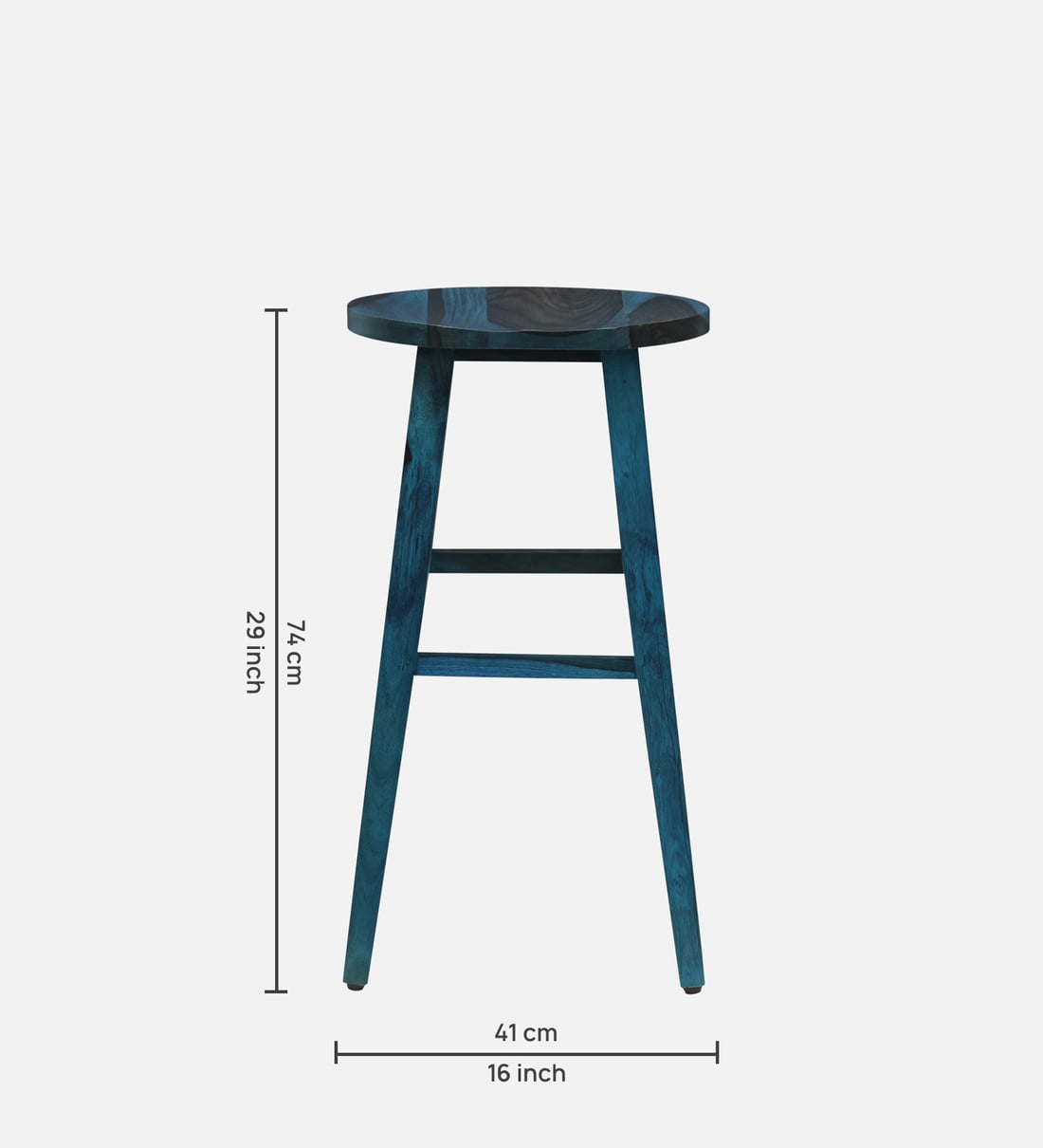 Buy Harrington Sheesham Wood Tall Bar Stool In Ocean Blue Finish Online