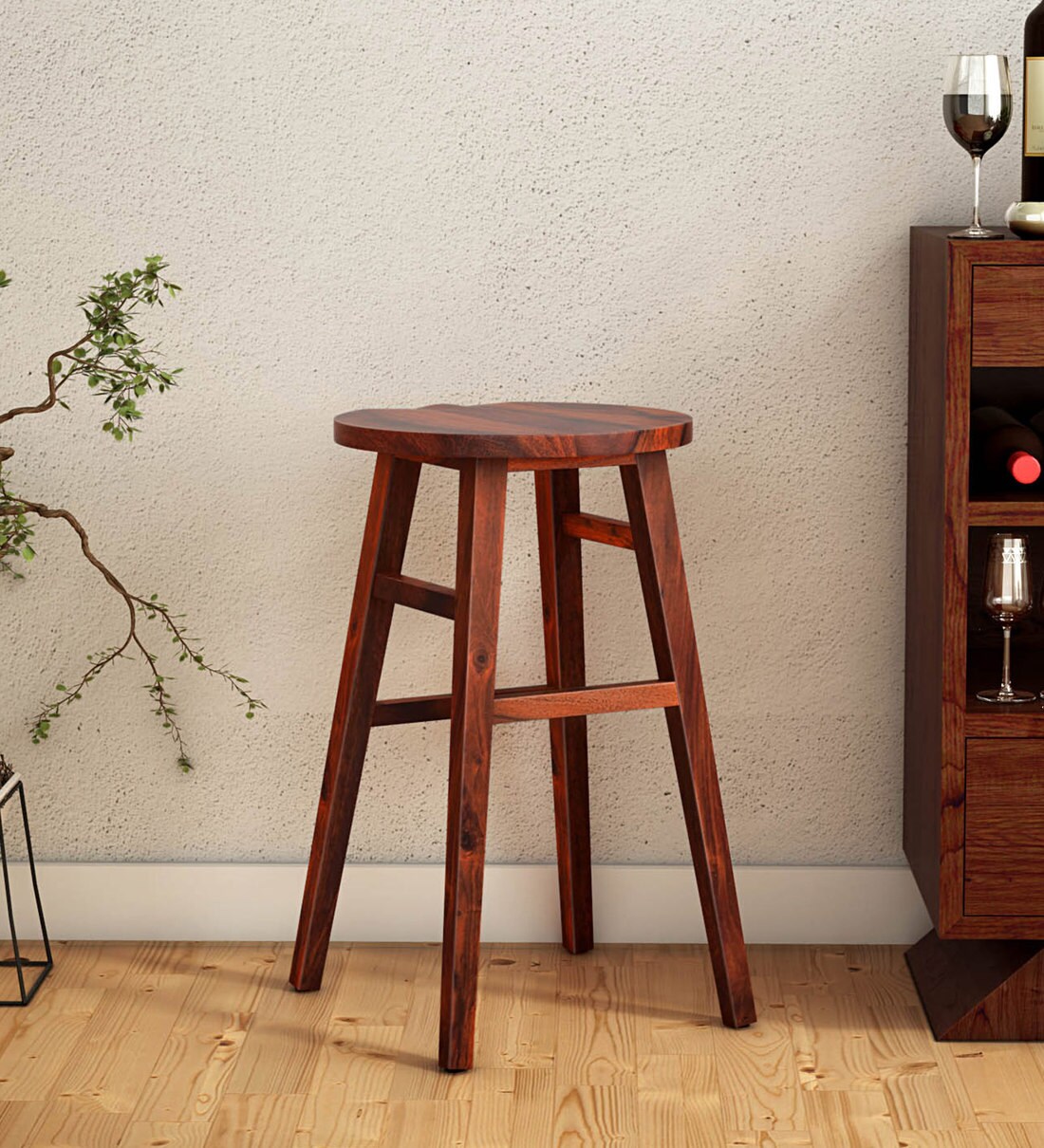 Buy Harrington Sheesham Wood Bar Stool In Honey Oak Finish By