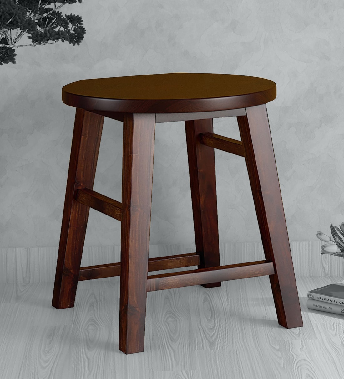 Buy Harrington Solid Wood Seating Stool In Provincial Teak Finish By