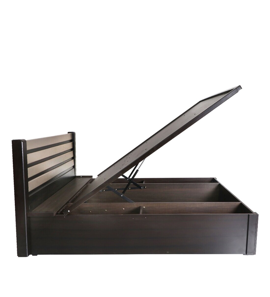 Buy Harvey King Size Bed in Walnut Finish with Hydraulic Storage Online Modern King Size Beds