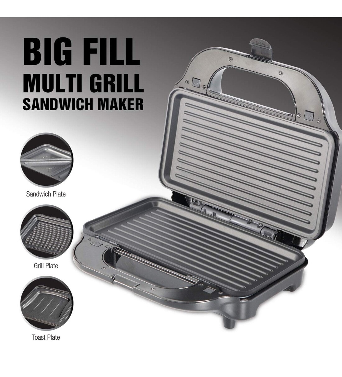 Buy Havells Big Fill Multi Grill 900 Watt Sandwich Maker in Black