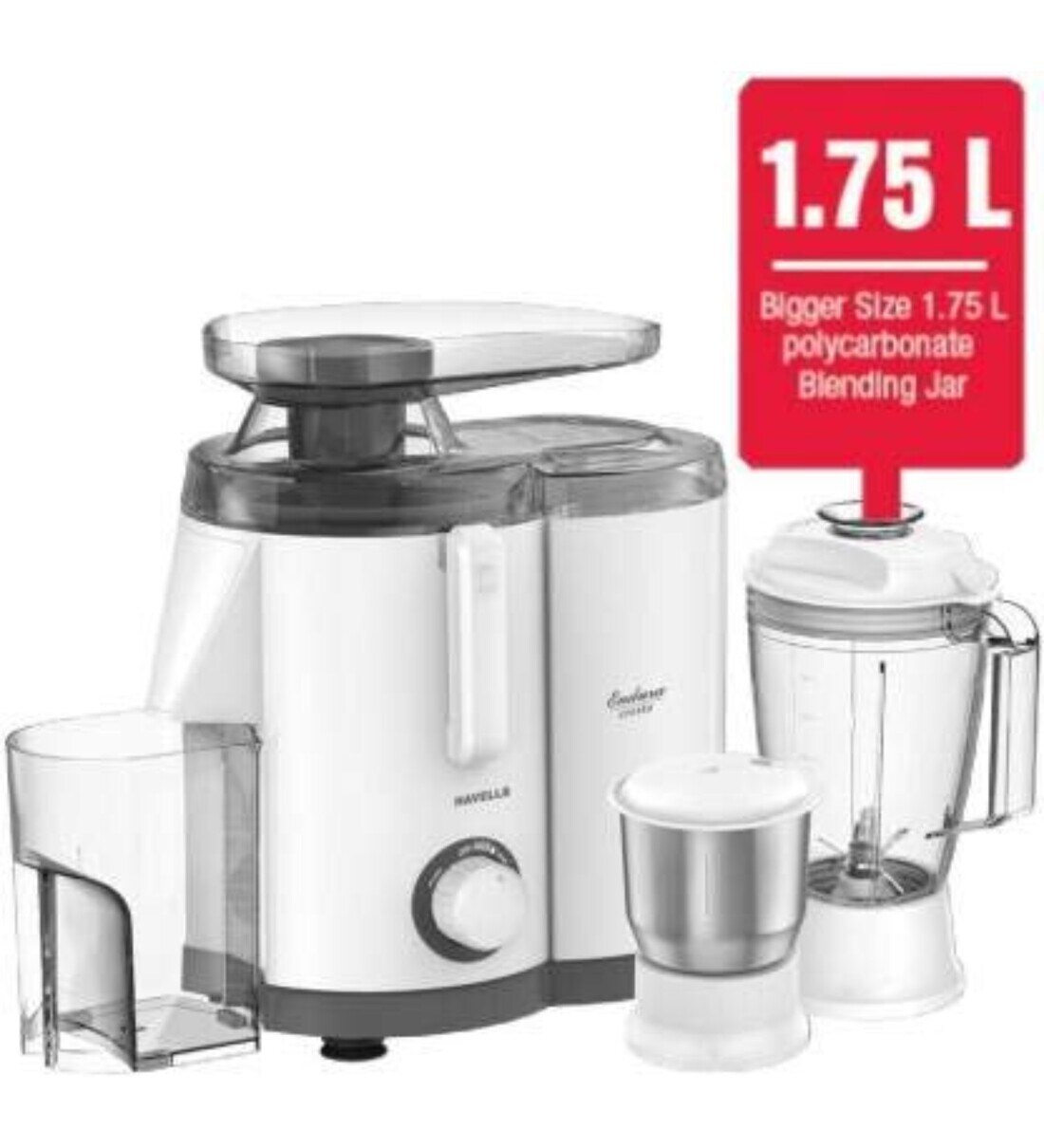 Buy Havells Endura Cresta 500W Juicer Mixer Grinder with 3 Jars Online