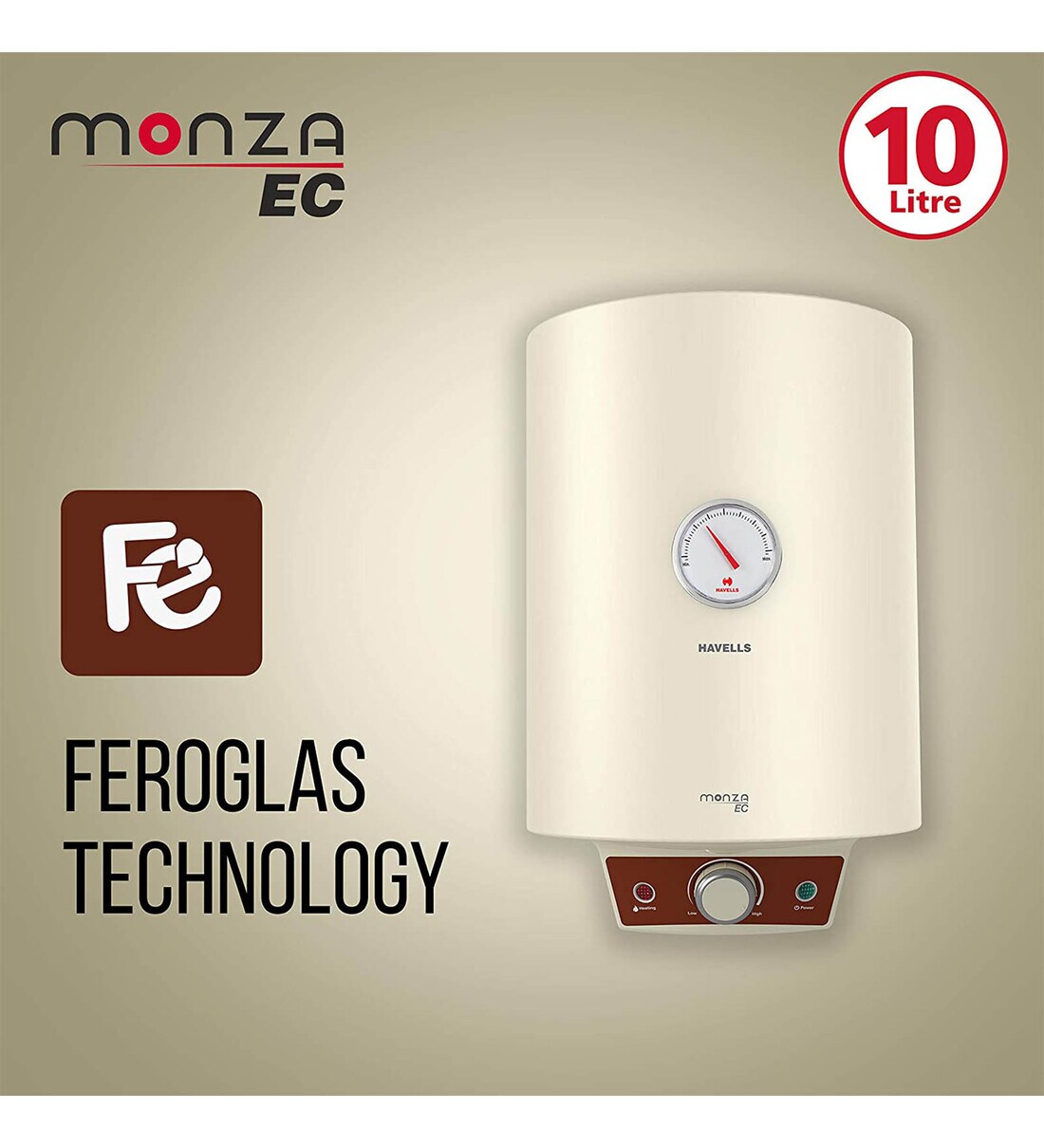 Buy Havells Monza EC 10L 5 Star With Flexi Pipe Vertical Storage Water  Heater at 46% OFF by Havells | Pepperfry
