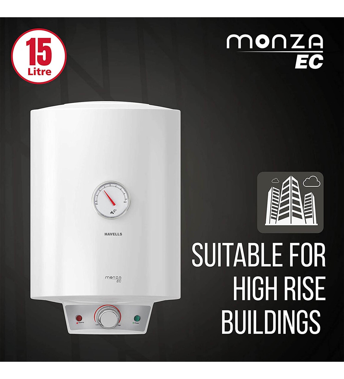 Buy Havells Monza EC 15L 5 Star With Flexi Pipe Vertical Storage Water  Heater at 45% OFF by Havells | Pepperfry