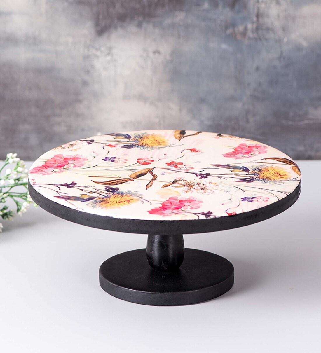 Buy Hay Low Rise White & Black MDF Cake Stand Online Cake Stands