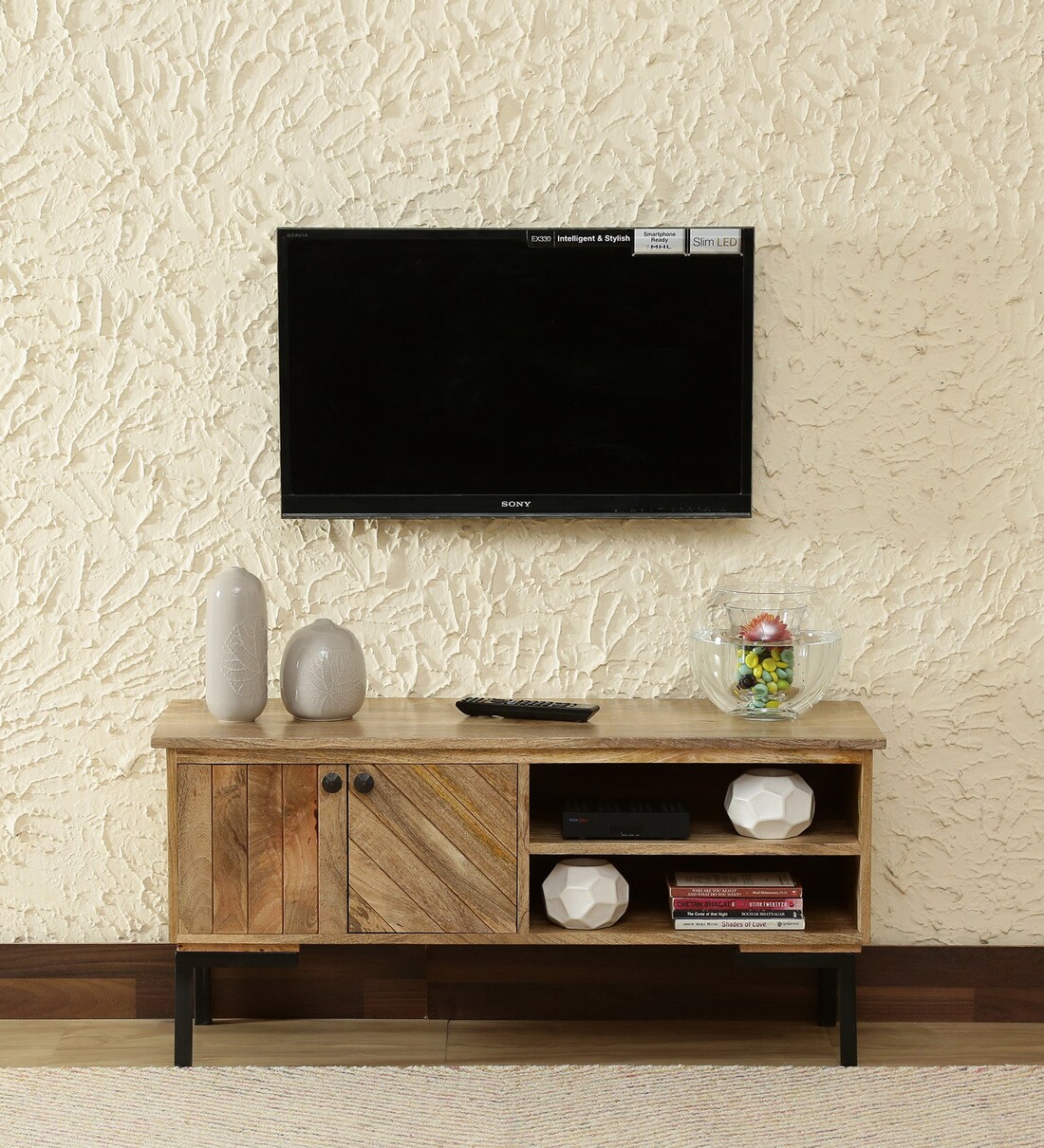 Buy Haywood Solid Wood Entertainment Unit In Natural Finish Bohemiana