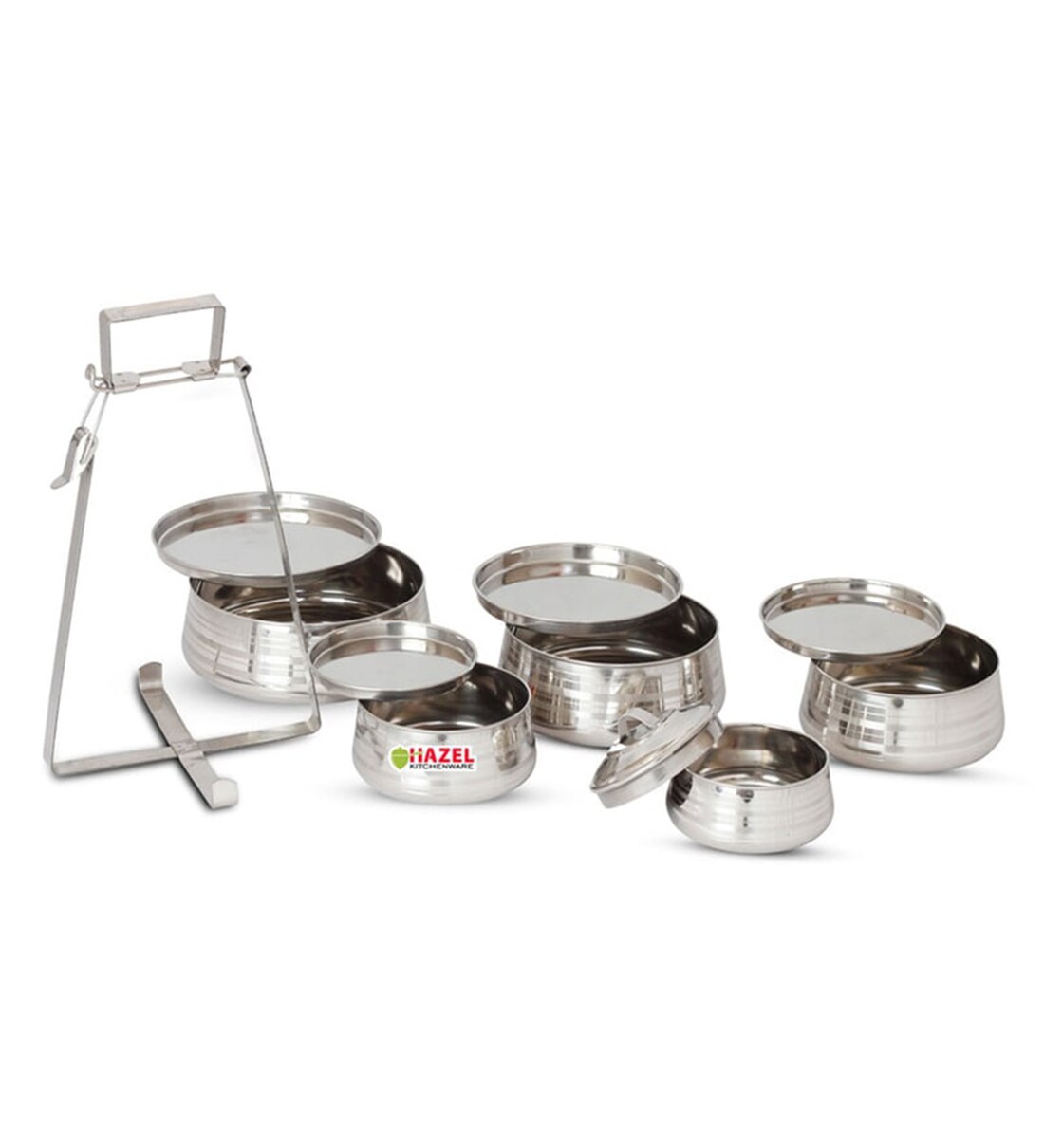 Buy Stainless Steel 1000 ML Tiffin box Set Of 5 by Hazel Online