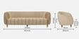 Hairo Velvet 3 Seater Sofa In Beige Colour