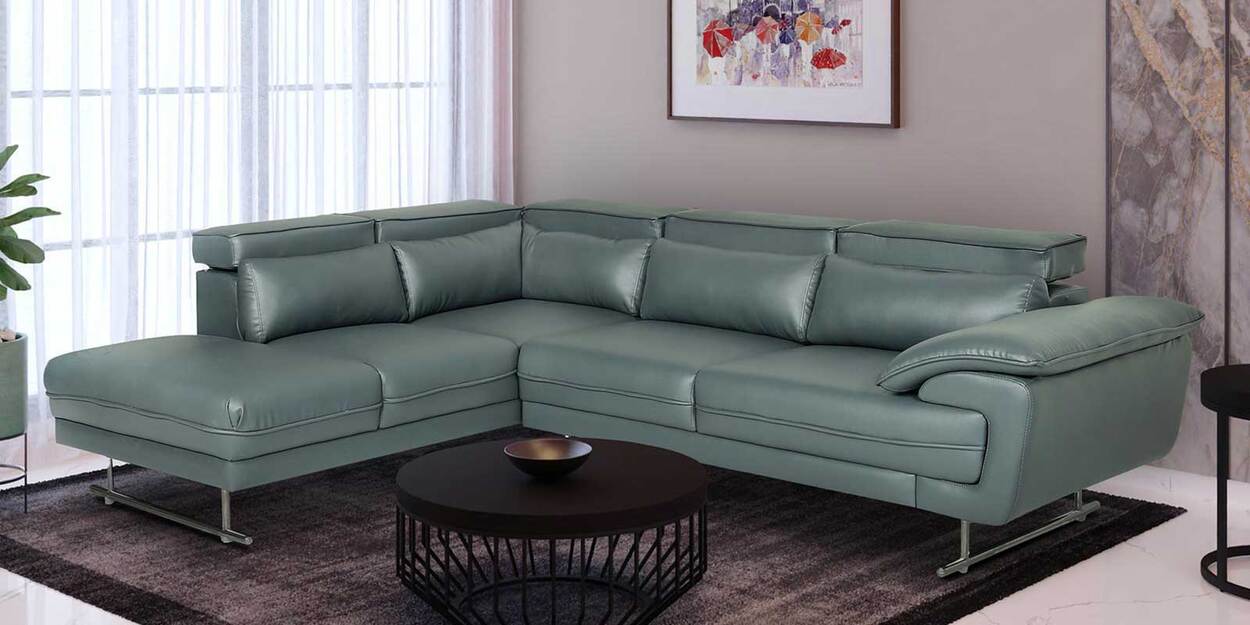 Buy Haiden Leatherette RHS Sectional Sofa in Grey Colour by Vittoria