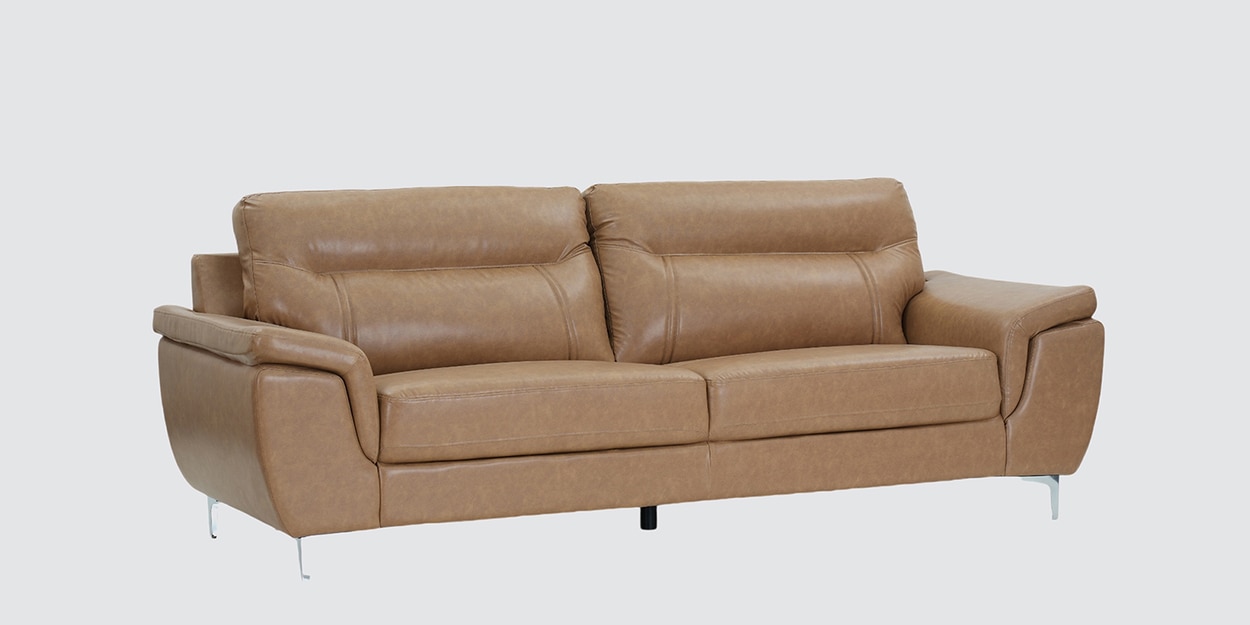 Buy Miami American Leatherette 3 Seater Sofa In Brown Color at 52