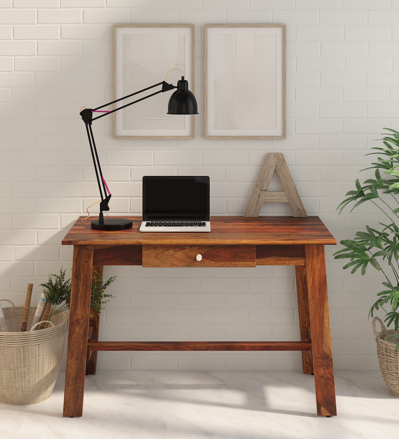 Haarlem Sheesham Wood Writing Table In Scratch Resistant Provincial Teak Finish