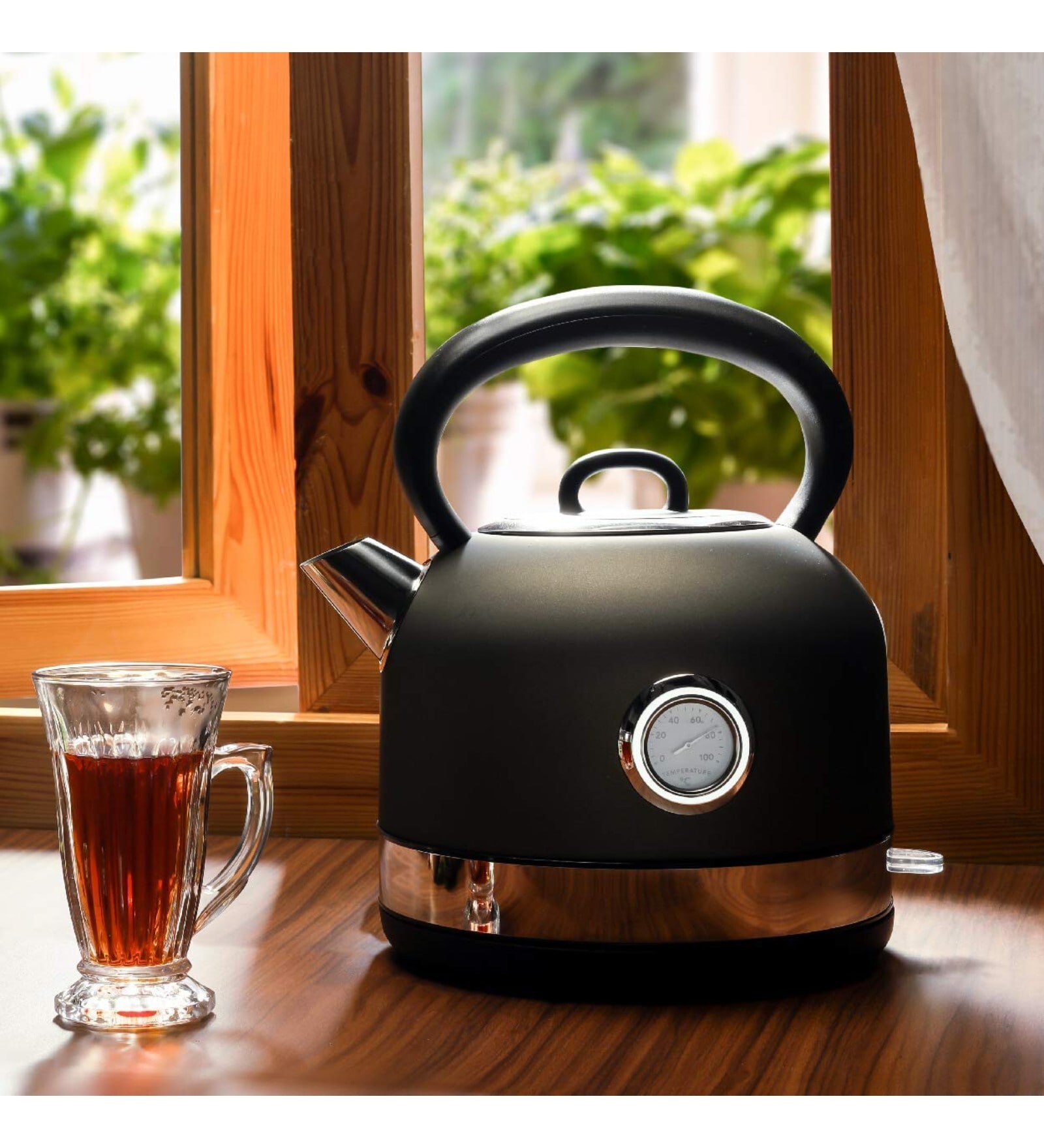 Hafele Dome 2150W 1.7L Electric Kettle with Spout Cover & Analogue Temperature Display (Grey)