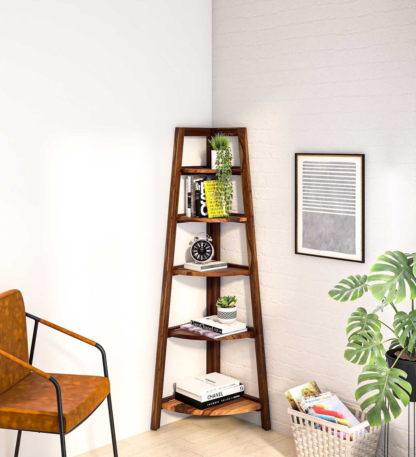 Hagley Sheesham Wood Bookshelf In Rustic Teak Finish