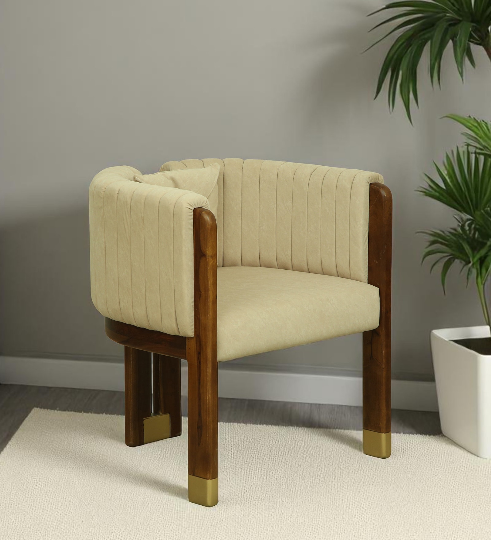 Haiger Sheesham Wood Arm chair In Scratch Resistant Provincial Teak Finish