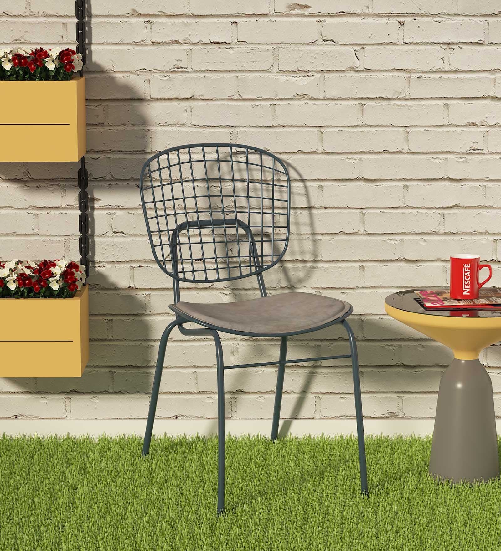Haine Cafe Chair (Set of 2) with Gun Patio Powder Coated Frame