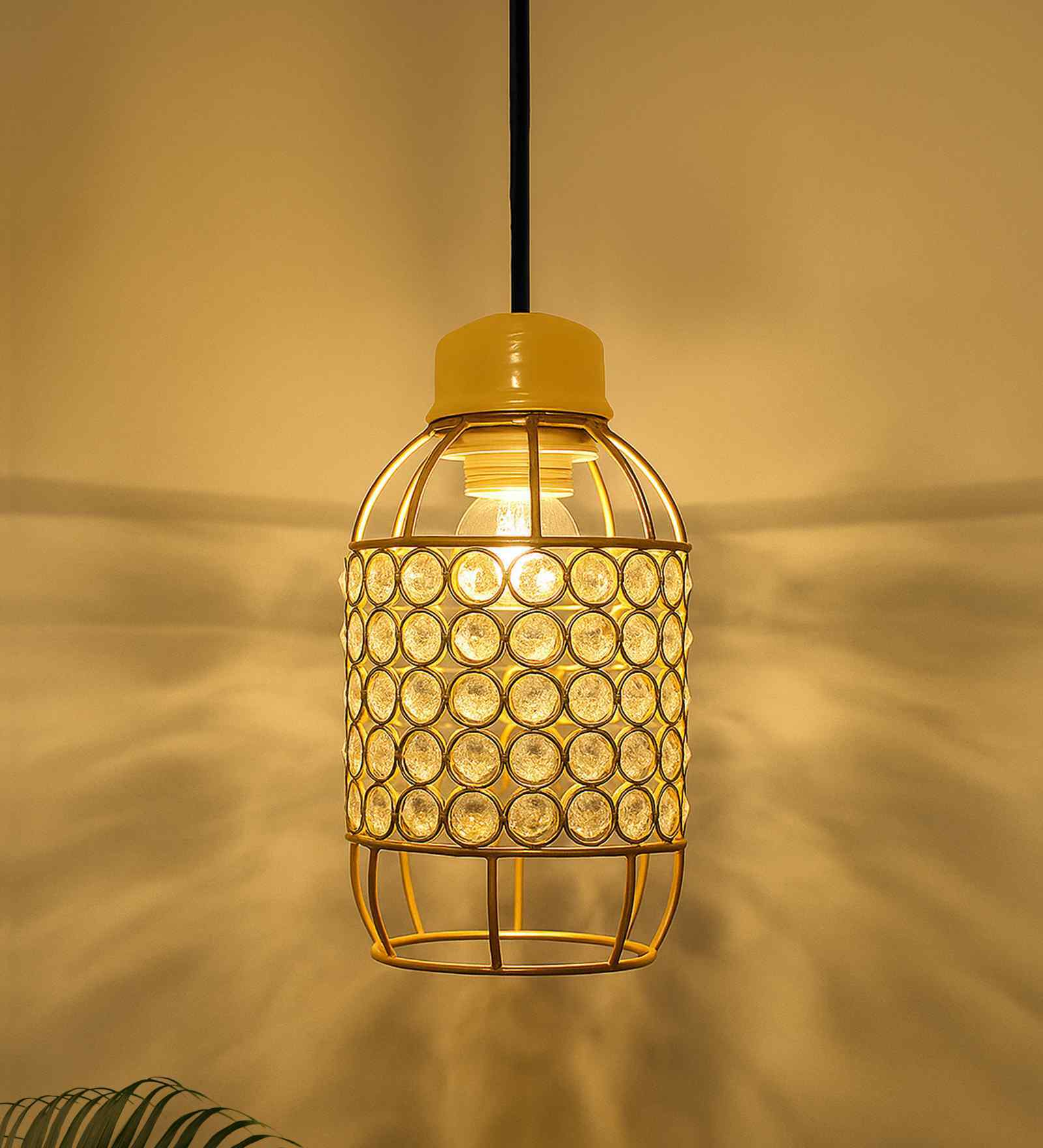 Half Capsule  E27 Holder Golden Crystal Hanging Light
