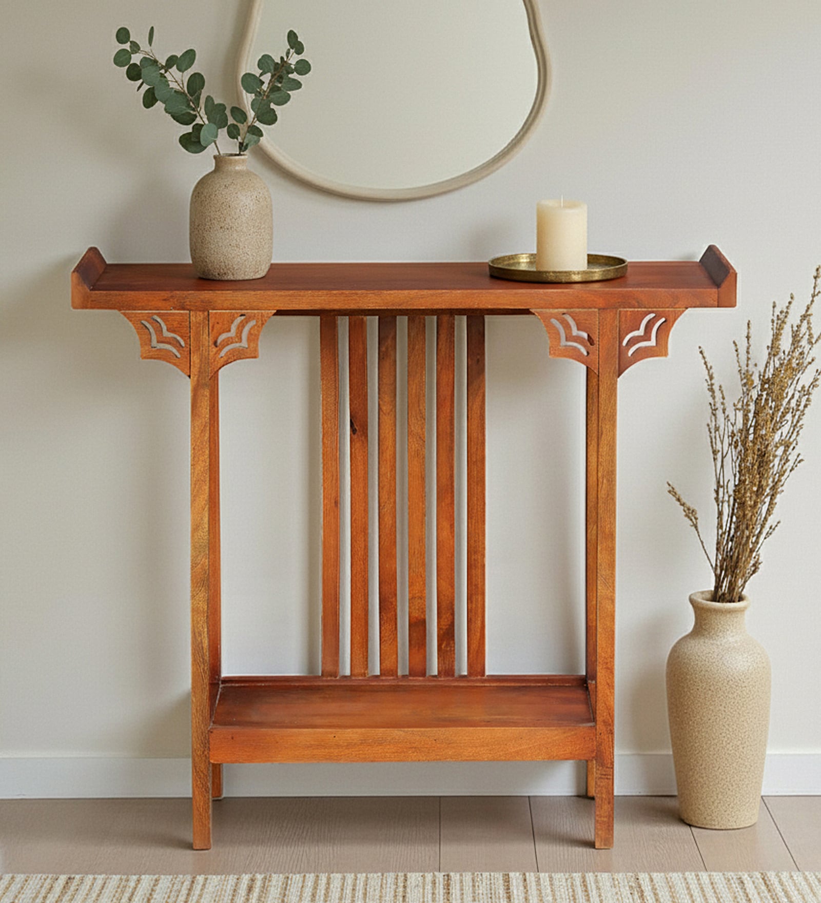 Hallstadt Mango Wood Console Table In Walnet Finish