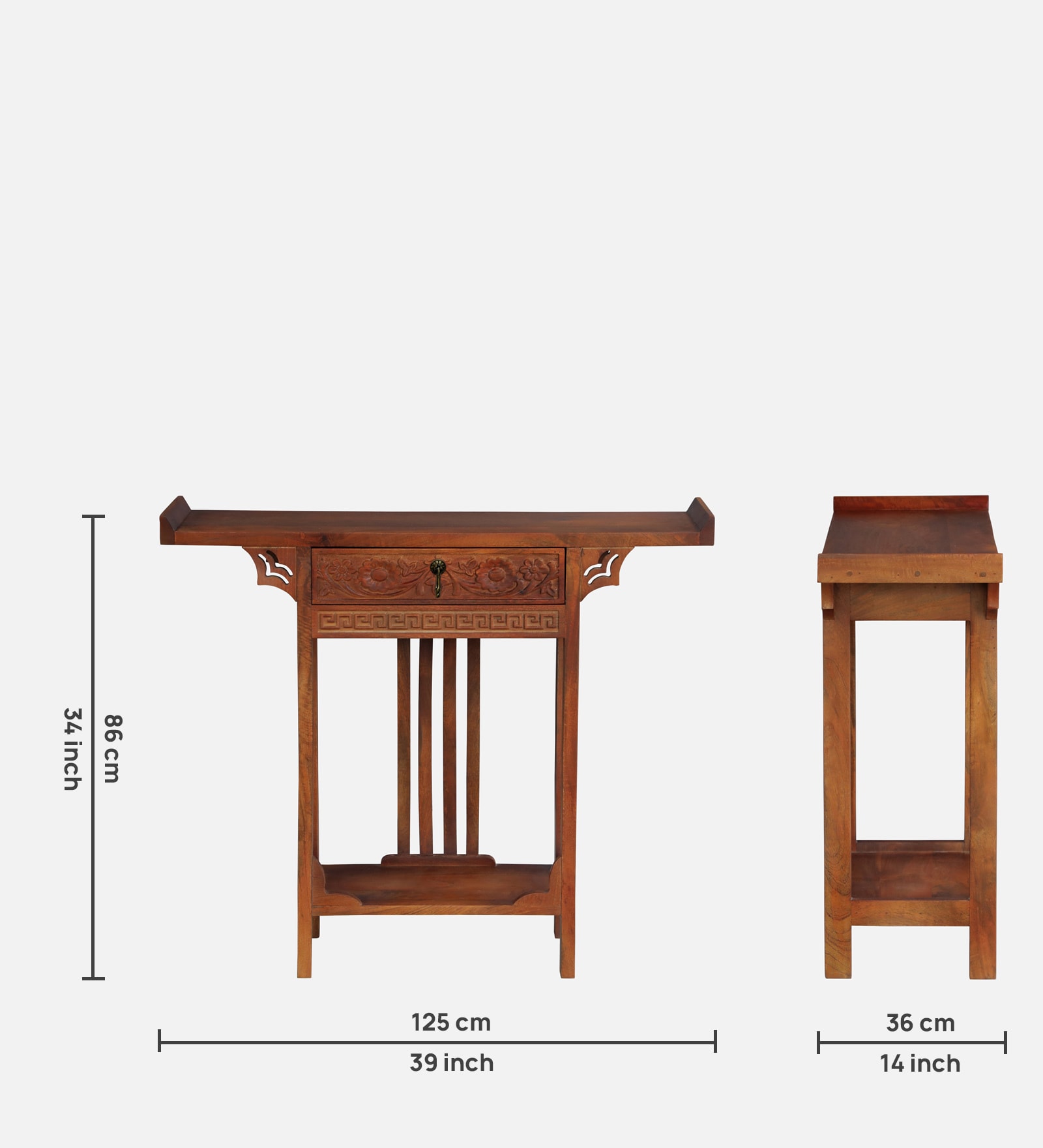 Hallstadt Mango Wood Console Table with Drawer In Walnet Finish