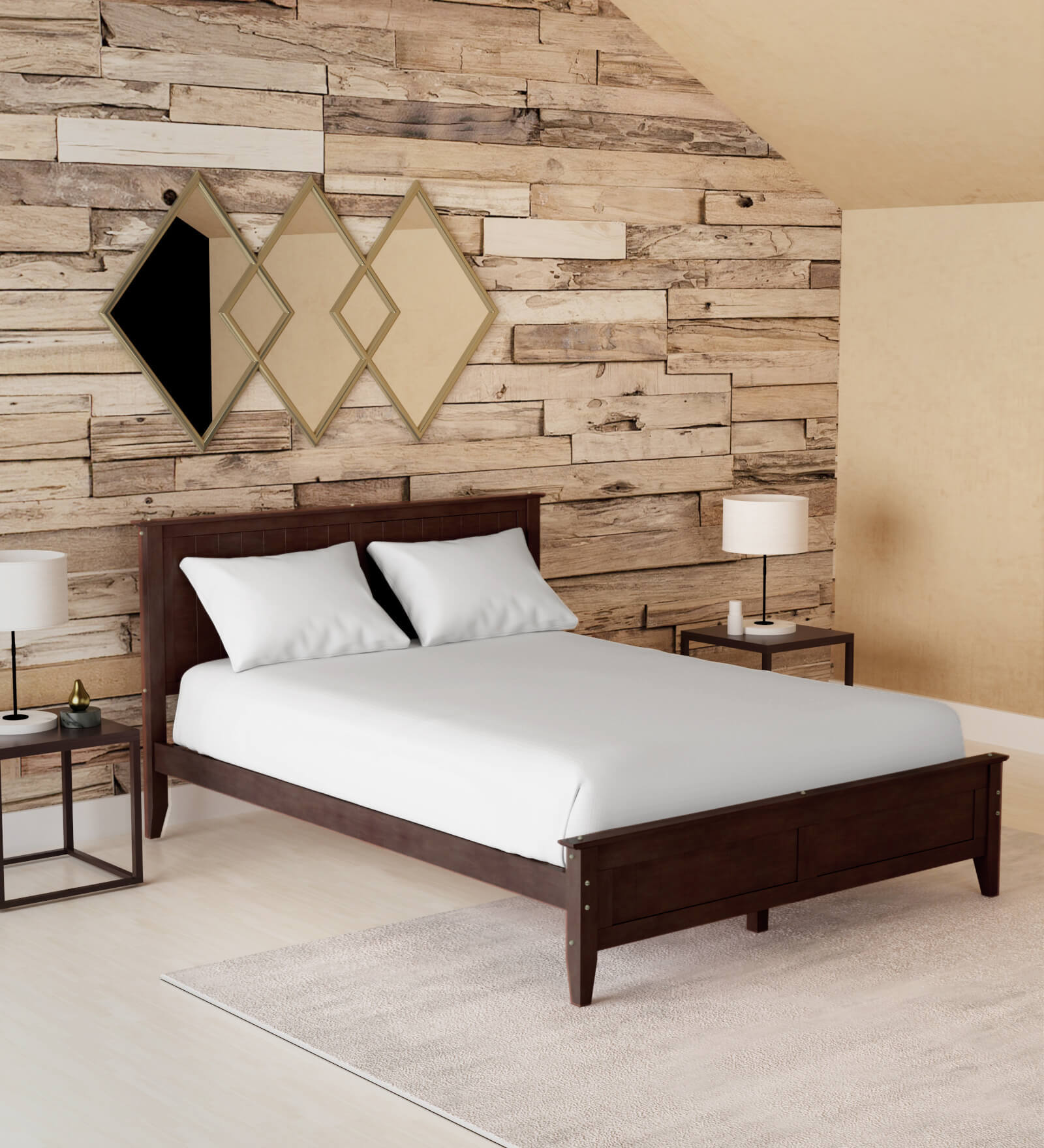 Hama Queen Size Bed In Milan Walnut Finish