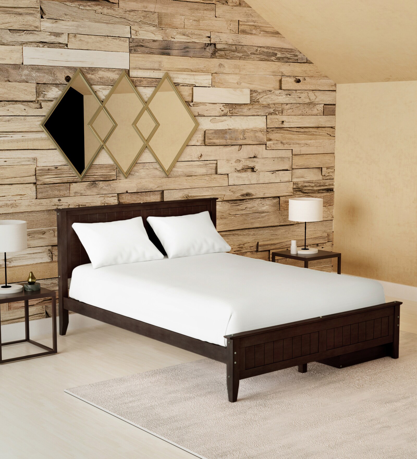 Hama Queen Size Bed With Storage In Milan Walnut Finish