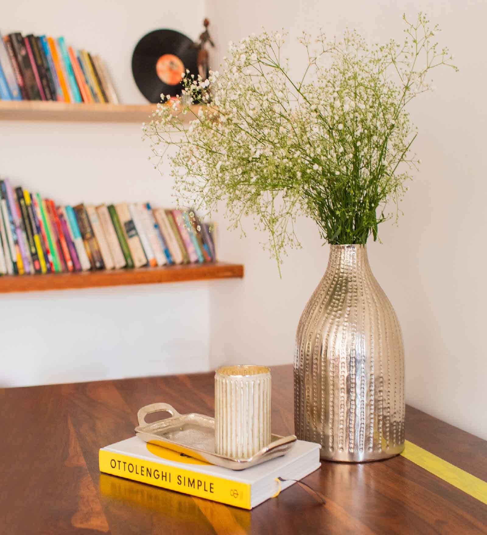 Hammered Silver Metal Vase