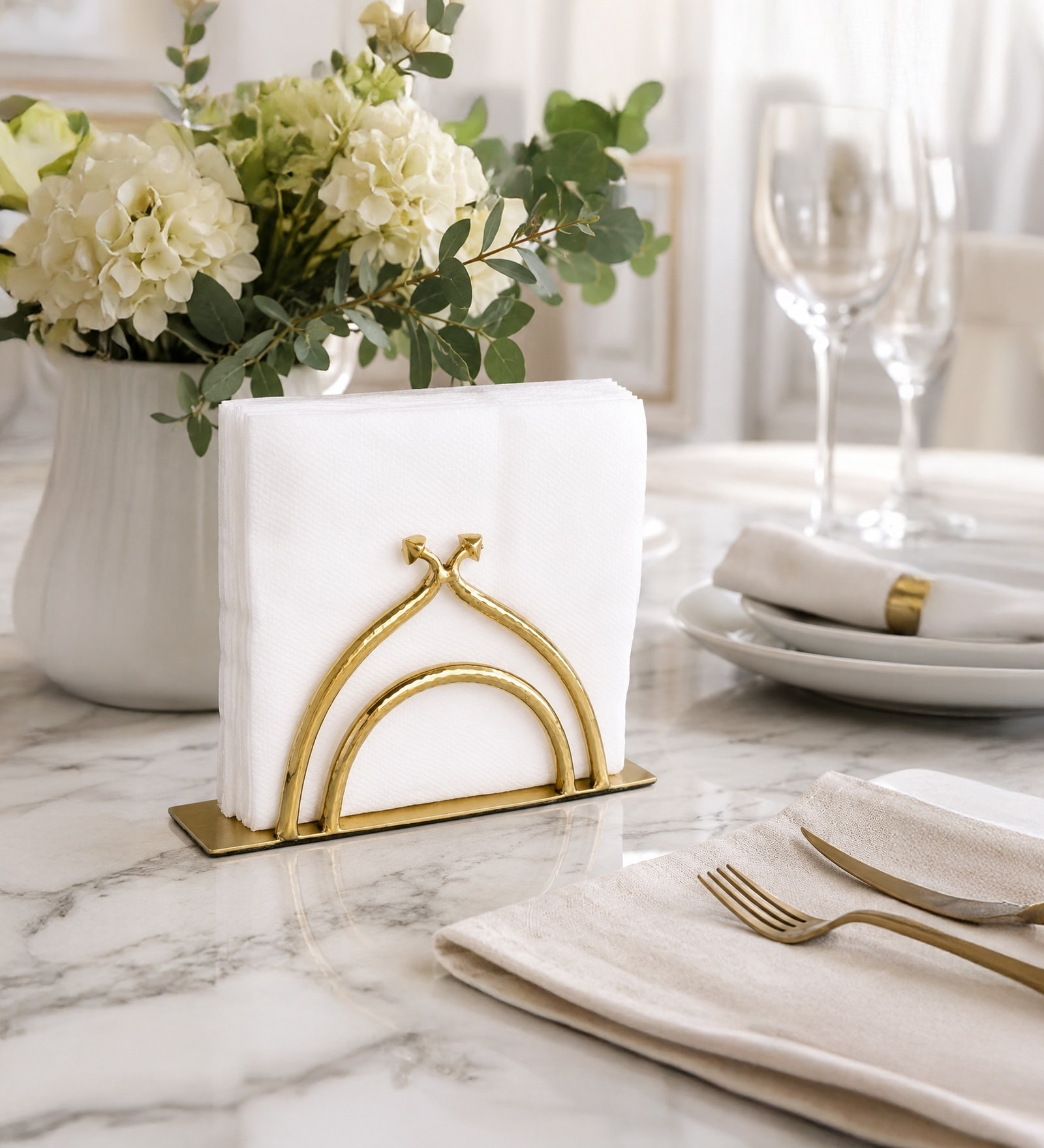 Gold Hammered Tissue Stand