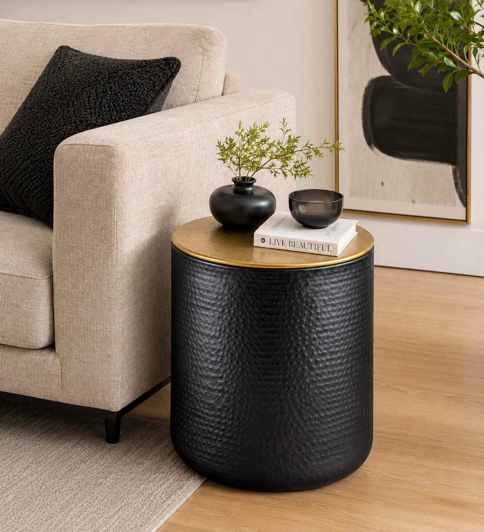 Hananui Metal Stool In Black Finish