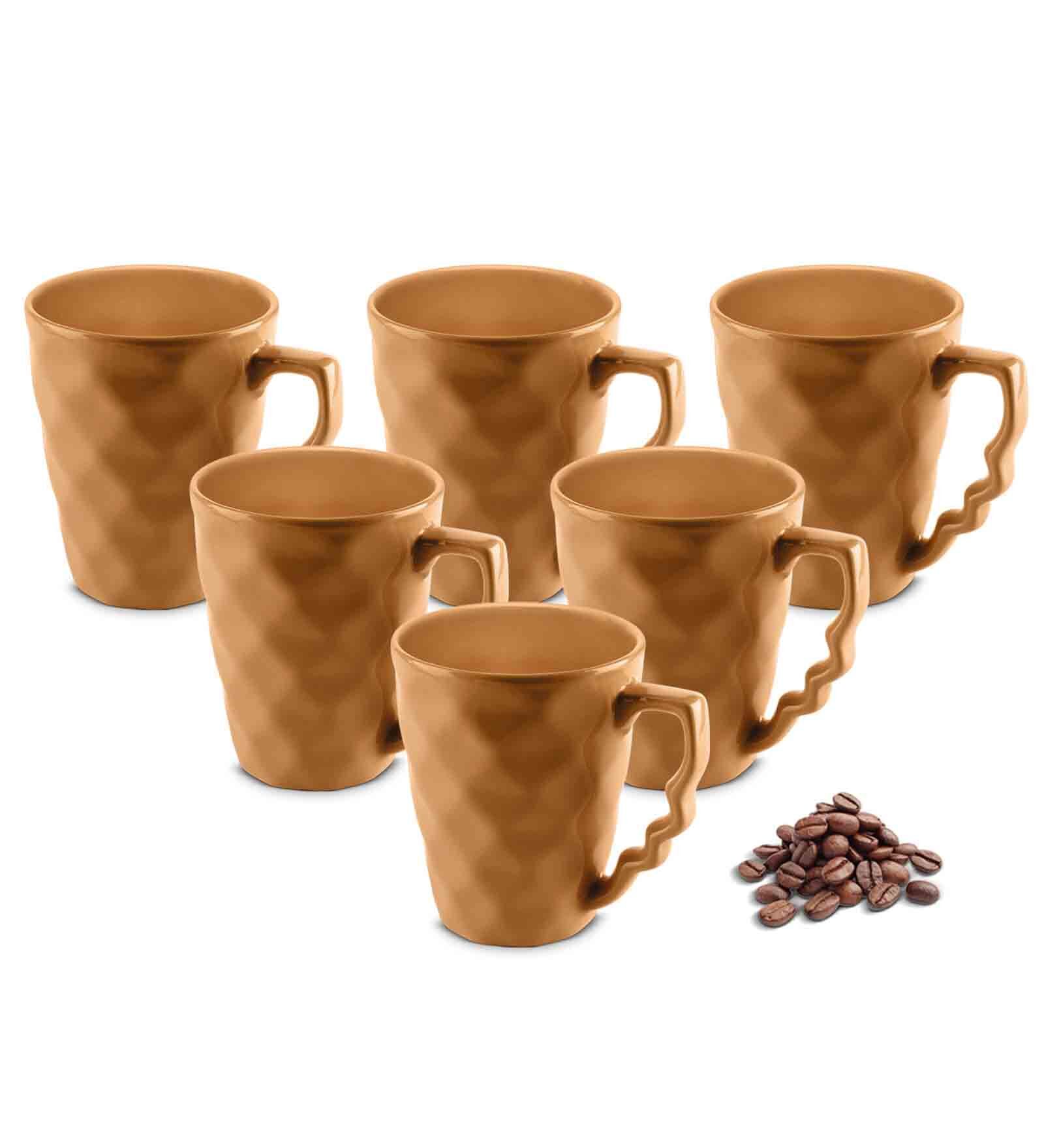 Hancrafted Ceramic Musturd 500 ML Coffee Mug Set of 6