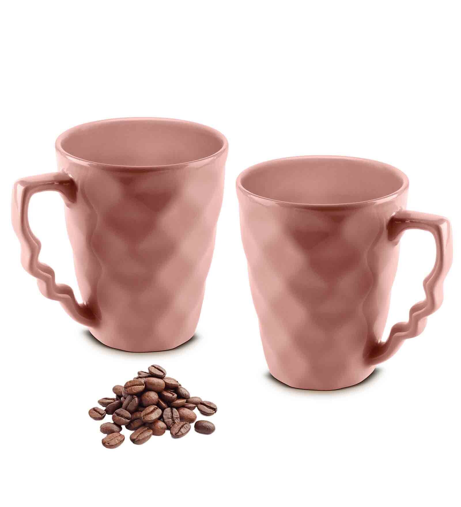 Hancrafted Ceramic Peach 225 ML Coffee Mug Set of 2