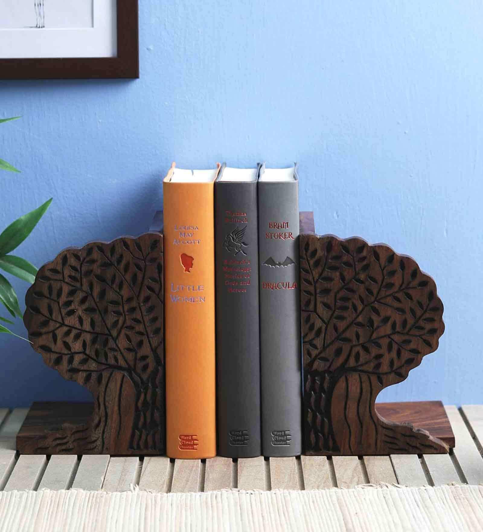 Multicolour Sheesham Wood Tree Book Bookend