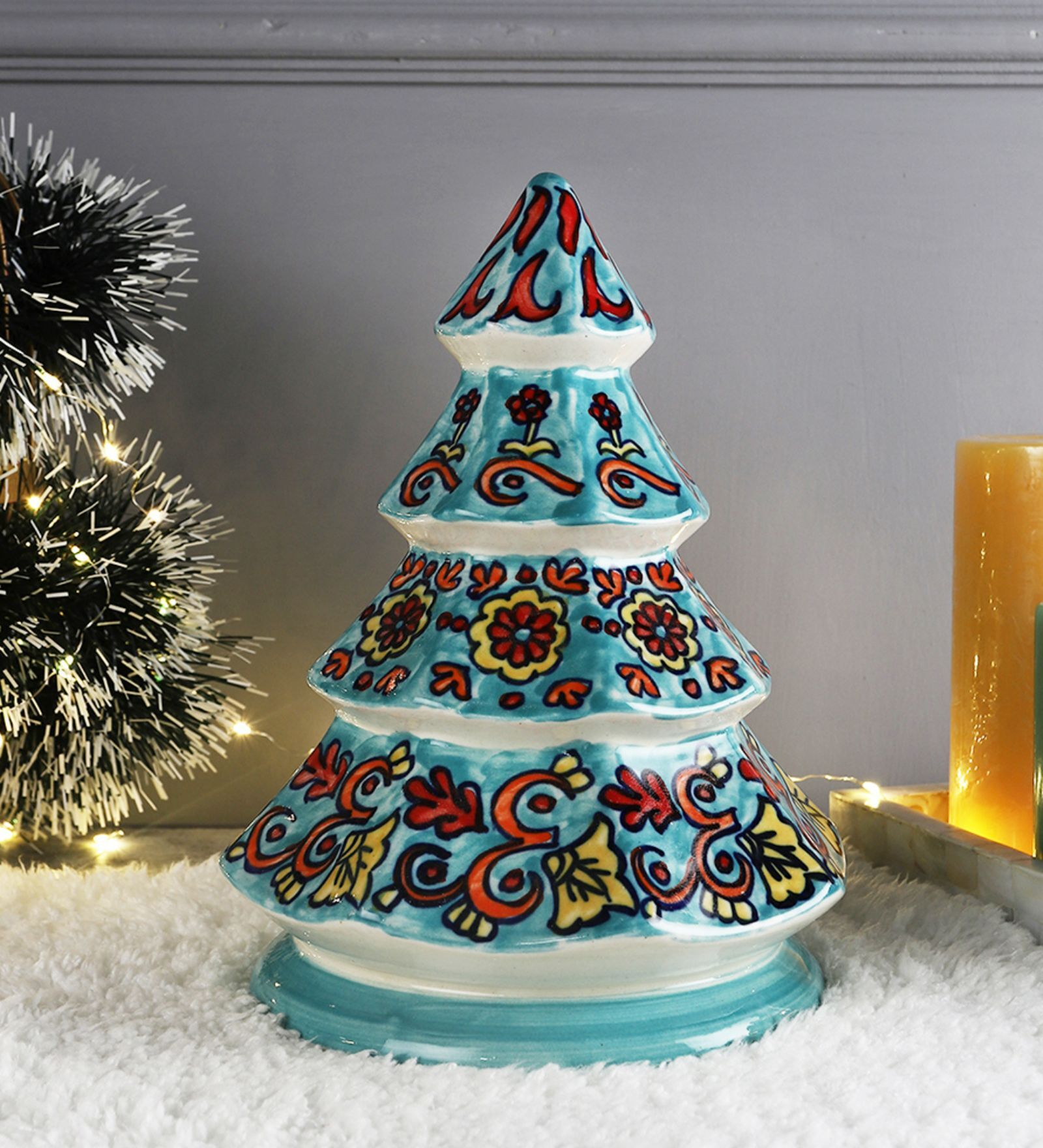 Hand Made Multicolour Ceramic Christmas Tree Decorative